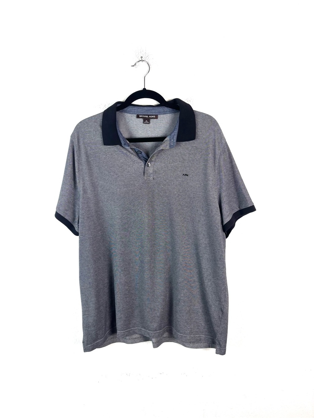 Michael Kors Men's Grey Polo Shirt with Contrast Collar